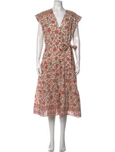 Pre-owned Veronica Beard Floral Print Midi Length Dress In Pink