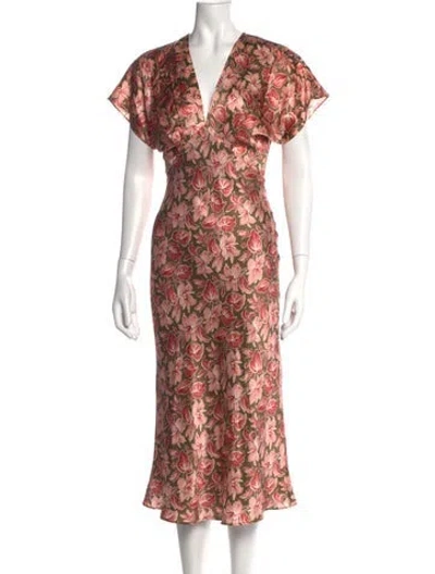 Pre-owned Veronica Beard Floral Print Midi Length Dress In Pink