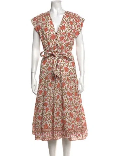 Pre-owned Veronica Beard Floral Print Midi Length Dress In Pink