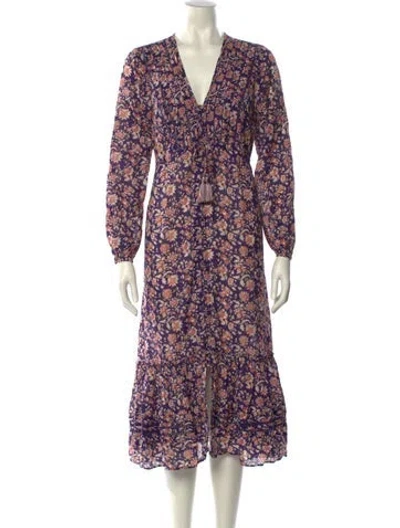 Pre-owned Veronica Beard Floral Print Midi Length Dress In Purple