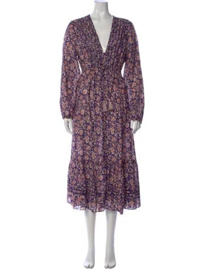 Pre-owned Veronica Beard Floral Print Midi Length Dress In Purple