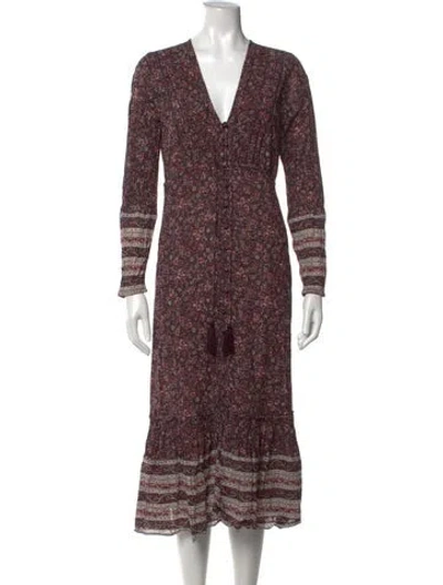 Pre-owned Veronica Beard Floral Print Midi Length Dress In Purple