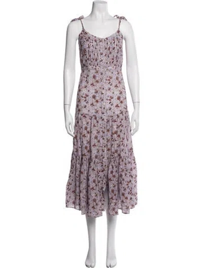 Pre-owned Veronica Beard Floral Print Midi Length Dress In Purple