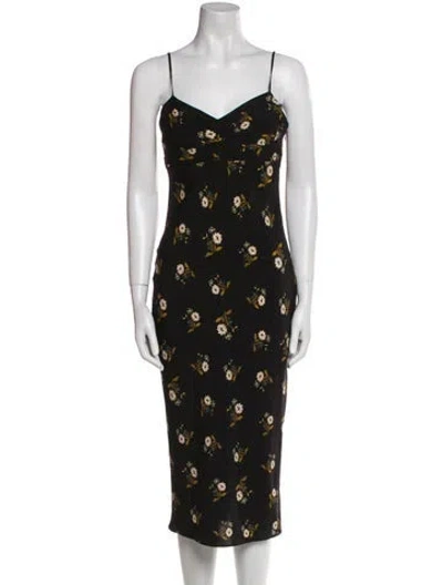 Pre-owned Veronica Beard Floral Print Midi Length Dress W/ Tags In Black