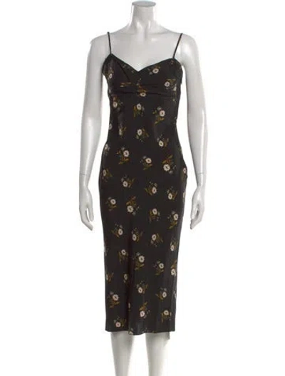 Pre-owned Veronica Beard Floral Print Midi Length Dress W/ Tags In Black