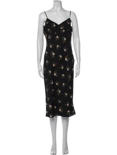 Pre-owned Veronica Beard Floral Print Midi Length Dress W/ Tags In Black