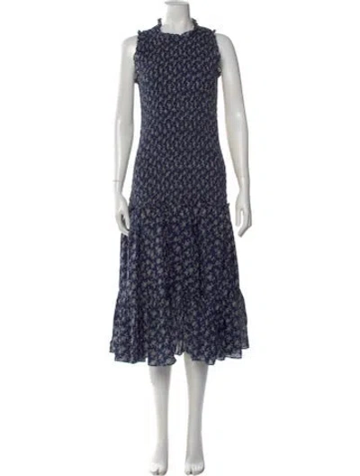 Pre-owned Veronica Beard Floral Print Midi Length Dress W/ Tags In Blue