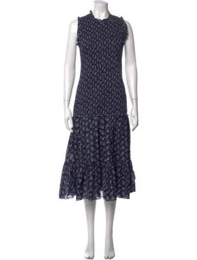 Pre-owned Veronica Beard Floral Print Midi Length Dress W/ Tags In Blue