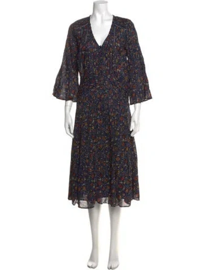 Pre-owned Veronica Beard Floral Print Midi Length Dress W/ Tags In Blue