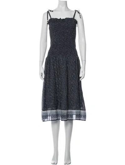 Pre-owned Veronica Beard Floral Print Midi Length Dress W/ Tags In Blue
