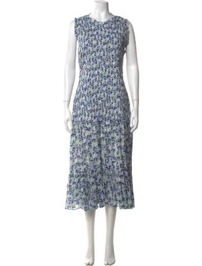 Pre-owned Veronica Beard Floral Print Midi Length Dress W/ Tags In Blue