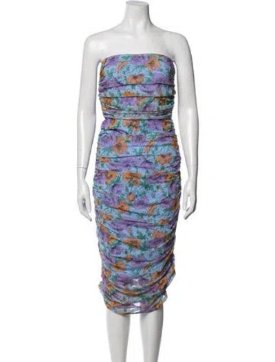 Pre-owned Veronica Beard Floral Print Midi Length Dress W/ Tags In Blue/purple