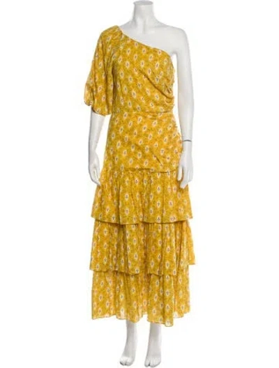 Pre-owned Veronica Beard Floral Print Midi Length Dress W/ Tags In Yellow