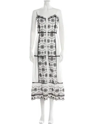Pre-owned Veronica Beard Floral Print Midi Length Dress In White