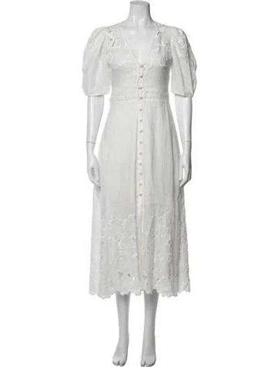 Pre-owned Veronica Beard Floral Print Midi Length Dress In White