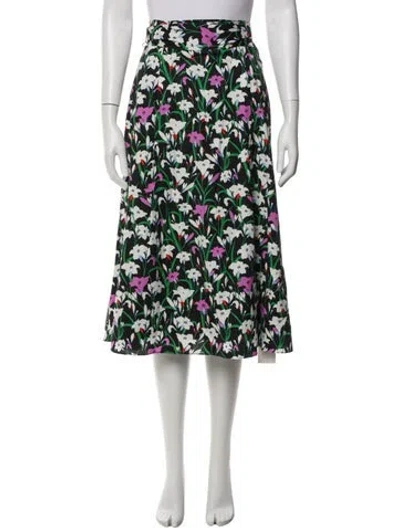 Pre-owned Veronica Beard Floral Print Midi Length Skirt In Black