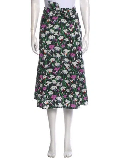Pre-owned Veronica Beard Floral Print Midi Length Skirt In Black