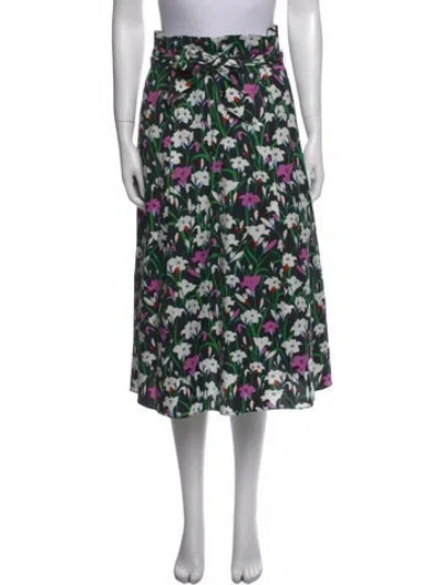 Pre-owned Veronica Beard Floral Print Midi Length Skirt In Black