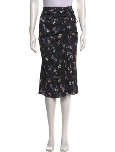 Pre-owned Veronica Beard Floral Print Midi Length Skirt In Black