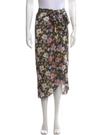 Pre-owned Veronica Beard Floral Print Midi Length Skirt In Black
