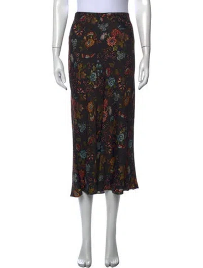 Pre-owned Veronica Beard Floral Print Midi Length Skirt In Black