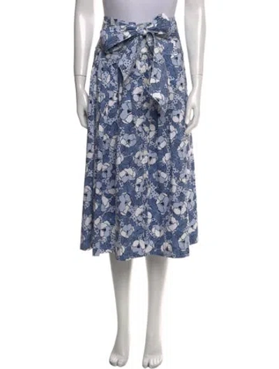 Pre-owned Veronica Beard Floral Print Midi Length Skirt In Blue