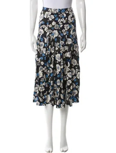 Pre-owned Veronica Beard Floral Print Midi Length Skirt In Blue