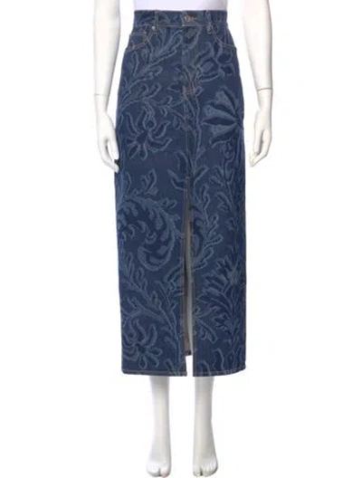 Pre-owned Veronica Beard Floral Print Midi Length Skirt In Blue