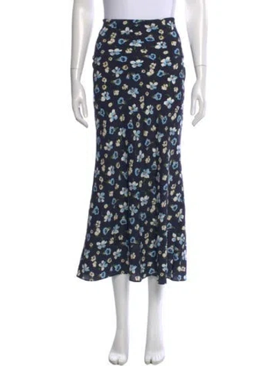 Pre-owned Veronica Beard Floral Print Midi Length Skirt In Blue