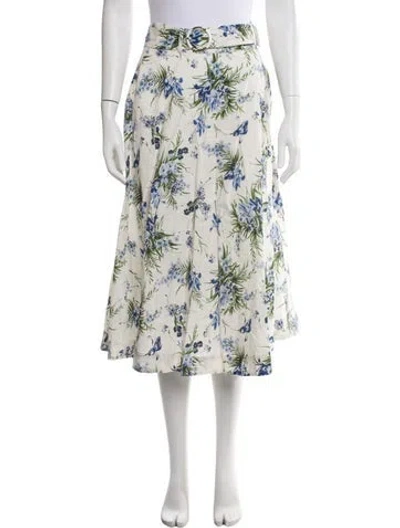 Pre-owned Veronica Beard Floral Print Midi Length Skirt In Blue