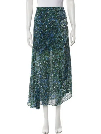 Pre-owned Veronica Beard Floral Print Midi Length Skirt In Blue