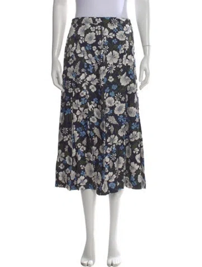 Pre-owned Veronica Beard Floral Print Midi Length Skirt In Blue