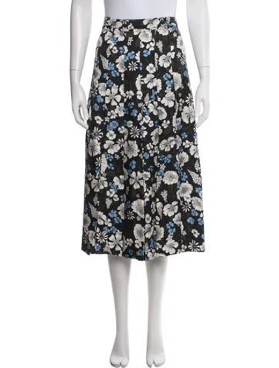 Pre-owned Veronica Beard Floral Print Midi Length Skirt In Blue