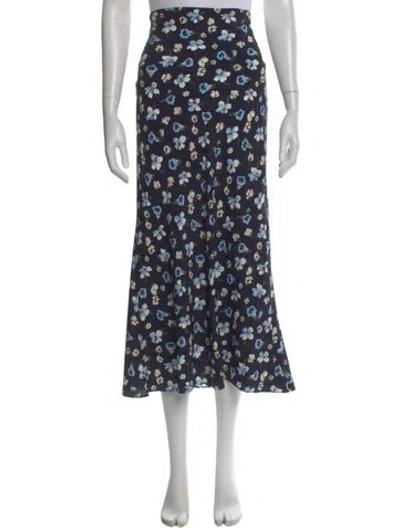 Pre-owned Veronica Beard Floral Print Midi Length Skirt In Blue