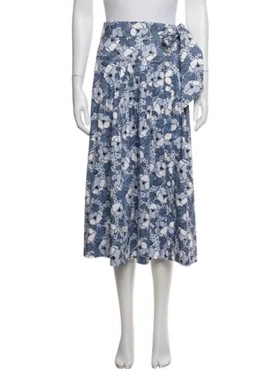 Pre-owned Veronica Beard Floral Print Midi Length Skirt In Blue
