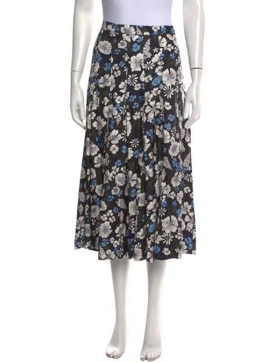 Pre-owned Veronica Beard Floral Print Midi Length Skirt In Blue