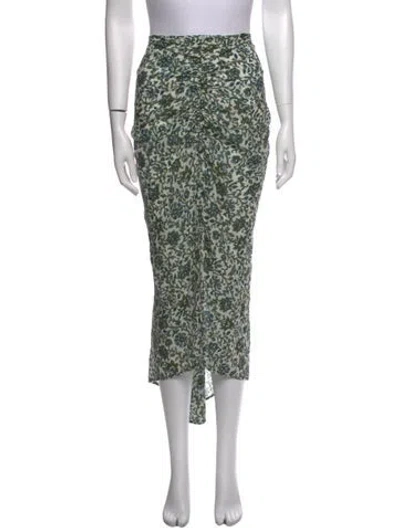 Pre-owned Veronica Beard Floral Print Midi Length Skirt In Green