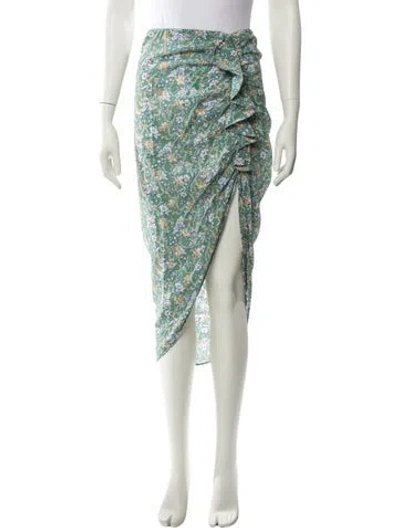 Pre-owned Veronica Beard Floral Print Midi Length Skirt In Green
