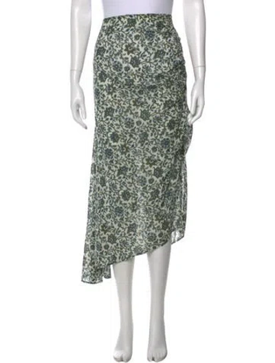 Pre-owned Veronica Beard Floral Print Midi Length Skirt In Green