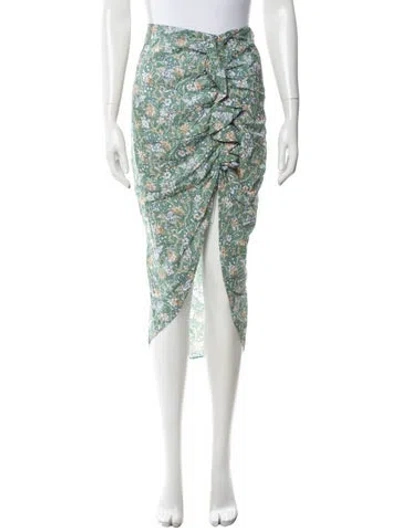 Pre-owned Veronica Beard Floral Print Midi Length Skirt In Green