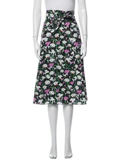 Pre-owned Veronica Beard Floral Print Midi Length Skirt In Green