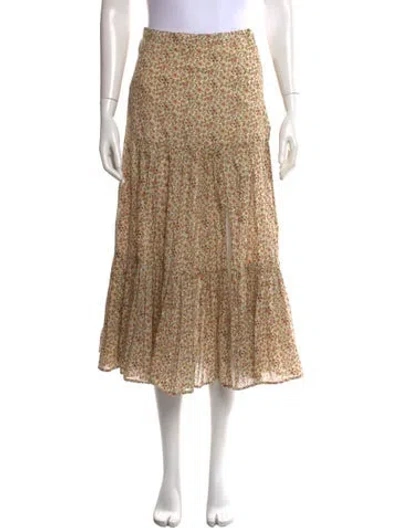 Pre-owned Veronica Beard Floral Print Midi Length Skirt In Neutrals