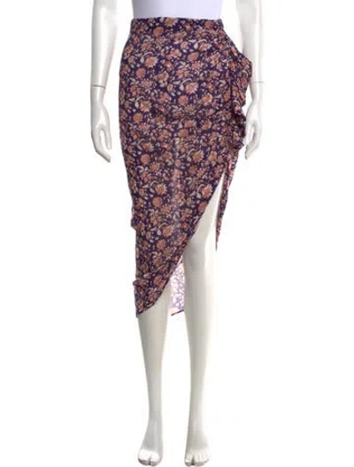 Pre-owned Veronica Beard Floral Print Midi Length Skirt In Purple