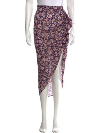 Pre-owned Veronica Beard Floral Print Midi Length Skirt In Purple