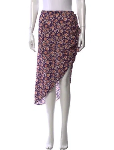 Pre-owned Veronica Beard Floral Print Midi Length Skirt In Purple