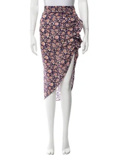 Pre-owned Veronica Beard Floral Print Midi Length Skirt In Purple