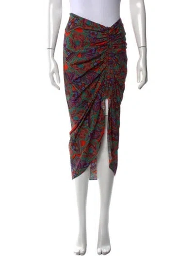 Pre-owned Veronica Beard Floral Print Midi Length Skirt In Red