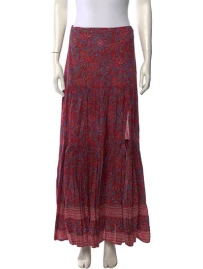 Pre-owned Veronica Beard Floral Print Midi Length Skirt In Red