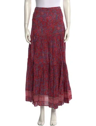 Pre-owned Veronica Beard Floral Print Midi Length Skirt In Red