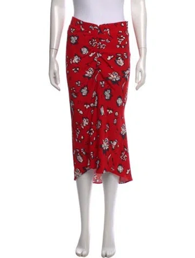 Pre-owned Veronica Beard Floral Print Midi Length Skirt In Red